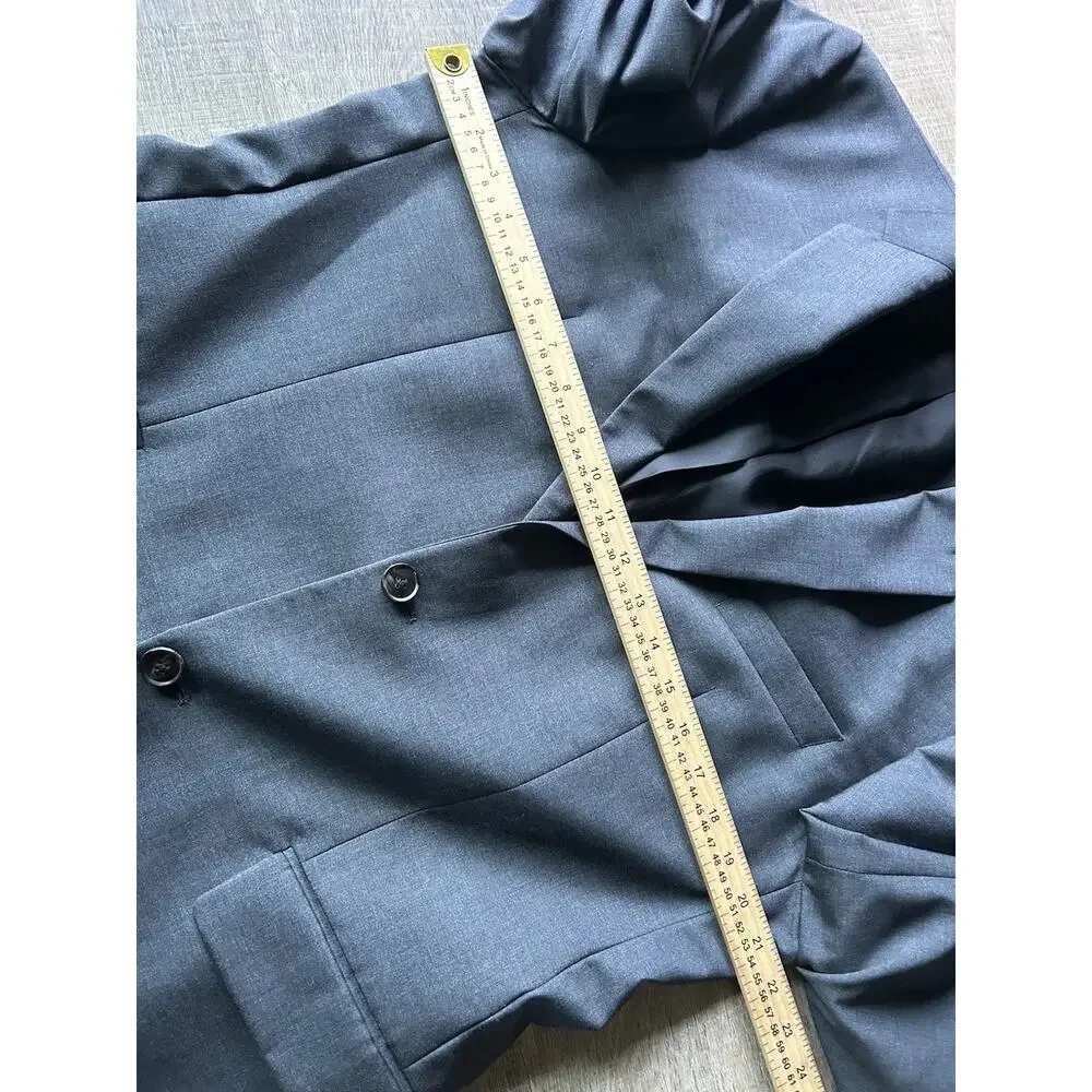 Hugo Boss Mens 40L Gray Virgin Wool Blazer Two Button Sport Coat Jacket